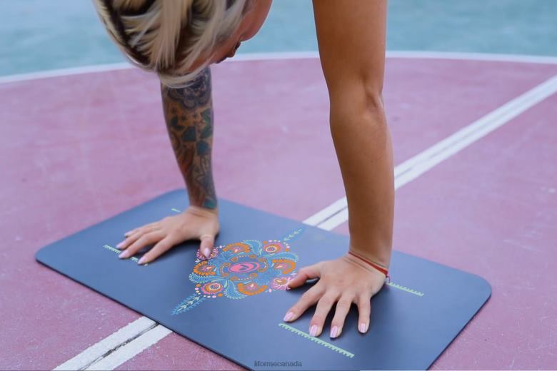 Liforme Mindful Garden Yoga Pad Grey/Floral Collection 6XP8P84