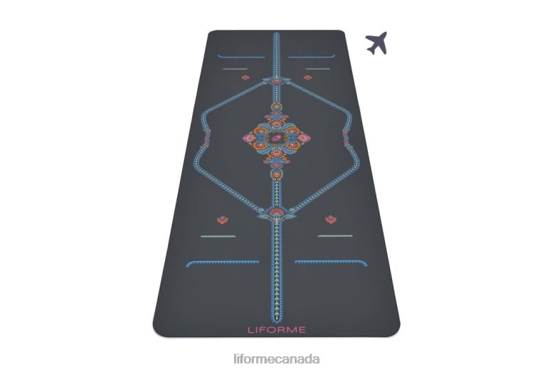 Liforme Mindful Garden Travel Yoga Mat Grey/Floral Yoga Mats 6XP8P48