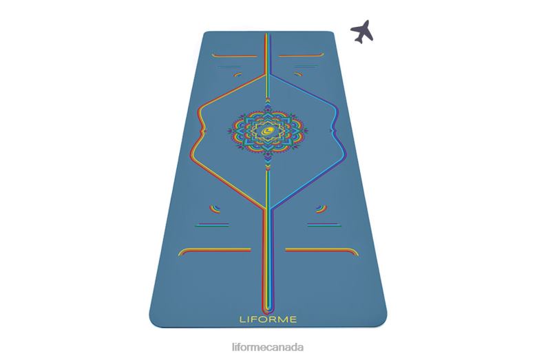 Liforme Travel Mat Blue/Rainbow Yoga Mats 6XP8P54