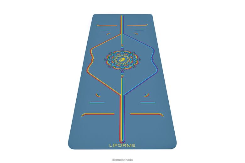 Liforme Travel Mat Blue/Rainbow Yoga Mats 6XP8P54